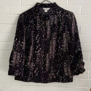 Christopher & Banks Classic Black Crushed Velvet Women's Jacket Blazer Size XL